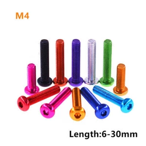 M4 Socket Button Screws Aluminum Alloy Dome Head Hex Allen Bolt Colourful Metric - Picture 1 of 9