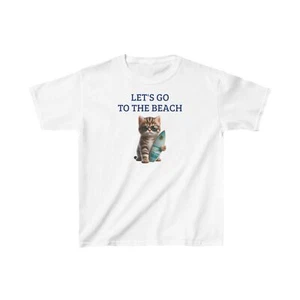 Kids Beach T-shirt, US cotton, Kid Beach tshirt, Beach cat tshirt - Picture 1 of 9