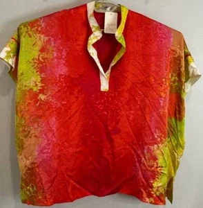 Natori Colette Tunic Top Bright Pink Kimono Short Sleeve Silky Lagenlook New XS - Picture 1 of 9