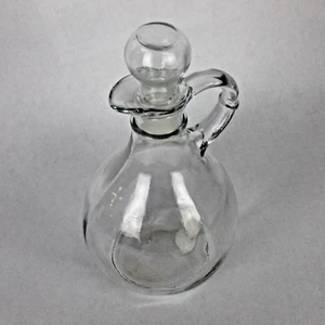 Vintage Glas Kruzifix Flasche mit Stopfen klar 6,5" Öl Essig Dressing - Bild 1 von 6