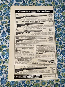 Vintage 1967 Print Ad Century Arms Mauser Model 98 Rifles & Carbines Ad - Bild 1 von 7