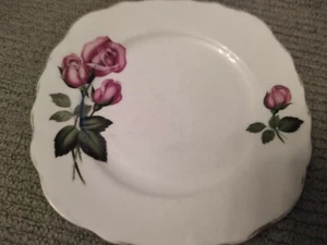 Royal Vale Bone China Rose Plate Gold Trim Plate Square Small 160mm wide - Picture 1 of 8