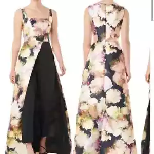 Maxi Mono Kay Unger Negro Caléndula Mattie Floral Talla 6 $338 - Imagen 1 de 4