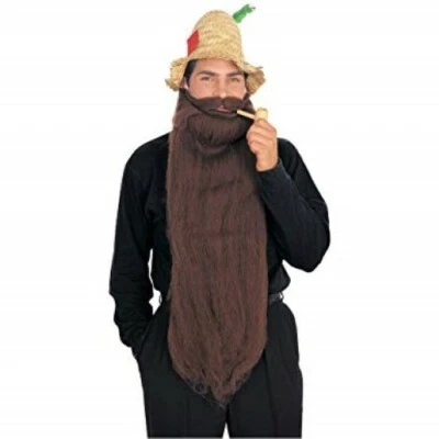 Barba 25" Largo Fibra Sintética Disfraz Barba con Bigote Adjunto Foto 1 de 2