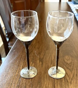 Vintage Pair of Silver Plated Wine Glasses By WALLACE PRELOVED! - Picture 1 of 7
