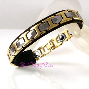 Magnético Tungsteno Artritis CTS Dolor Alivio Geométrico 24K Chapado Oro Pulsera - Imagen 1 de 12