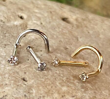 14kt Solid Gold 1.5mm Diamond Nose Ring 20g 20 gauge stud or screw white