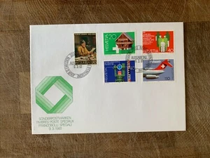 SWITZERLAND HELVETIA 1981 FDC SWISSAIR DC-9 DISABLED YEAR GRANARY THEODOLITE ROD - Picture 1 of 1