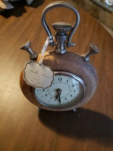 Bella Lux Tabletop Stop Watch Clock Wood & Glass Unique 10" x 7" - Picture 1 of 6
