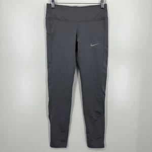Nike Leggings Women's S Gray Dri-Fit Reflective Swoosh Logo Compression - Picture 1 of 10