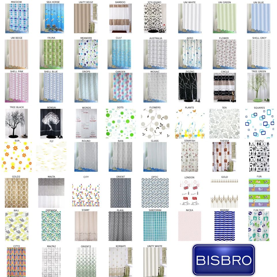 Duschvorhang Textil Badewannenvorhang inkl Ringe Wannenvorhang 180x200cm AUSWAHL - Bild 1 von 1