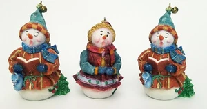 Snowfolk Christmas Snowmen Holiday Ornament or Tabletop Decoration Set of 3 - Picture 1 of 3
