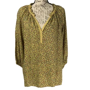 Max Studio Top Neu mit Etikett gelb Blumenmuster V-Ausschnitt Bluse unverbindliche Preisempfehlung des Herstellers 78 $ Größe Small - Bild 1 von 6