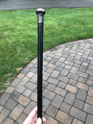 Rare Victorian/French Antique Swagger Stick Cane W Inscription Dark Zitan Wood - Image 1 of 4