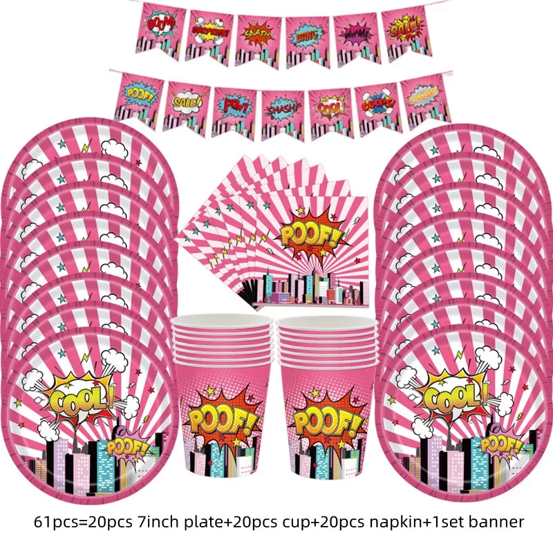 DC Super Girls Fiesta Vajilla Suministros, Decoraciones y Globos Cómic Marvel Foto 1 de 4