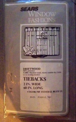 SEARS DRIFTWOOD FEDERAL LIGHT BLUE #785 SHEER EXTRA TIE BACKS 2 X 60" LONG - Image 1 of 4