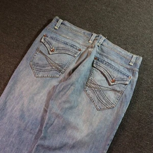 Y2K/2000s DKNY EMBROIDERED BAGGY BLUE JEANS 38X30 - Picture 1 of 6