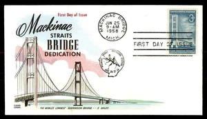Mayfairstamps US FDC 1958 Mackinac Straits Bridge Dedication First Day Cover aau - Picture 1 of 2