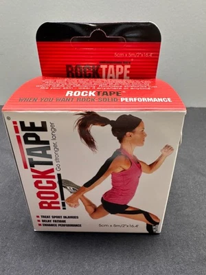 RockTape Kinesiology Tape 5cm x 5m Black Athletic Support For Pain Relief & Enha - Image 1 of 4