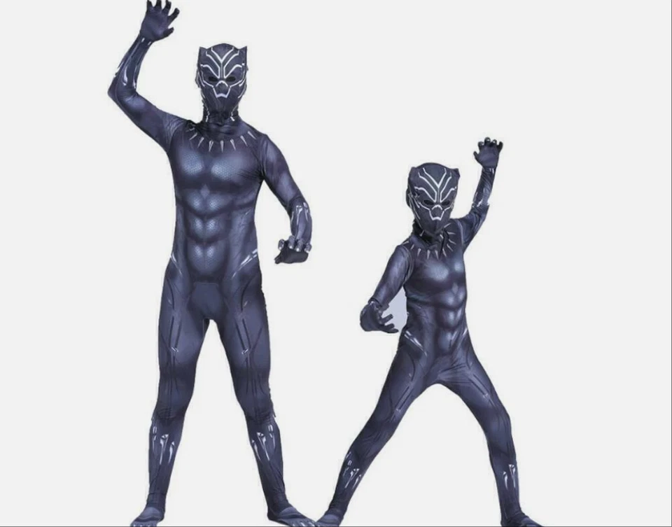 MARKENLOS Black Panther Kostüm Kinder Marvel Junge Cosplay Karneval Jumpsuit 5-12 Jahre DE