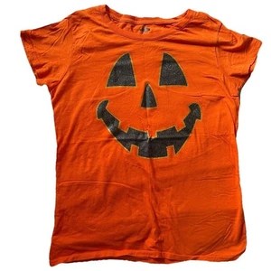 Way To Celebrate! Halloween T-Shirt orange Kürbis Mütze Gesicht Glitzer Mädchen L/G - Bild 1 von 4