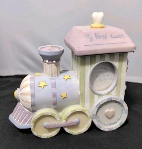 Dicksons My First Tooth Resin Trinket Keepsake Box Train With Photo Frame - Picture 1 of 7