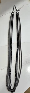 19" silver tone black small bead multi strand Necklace costume Jewelry - Picture 1 of 7