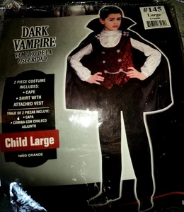 Dark Vampire Kids Halloween Costume Role Play Dress Up Girls Boys Large 12-14 - Picture 1 of 1