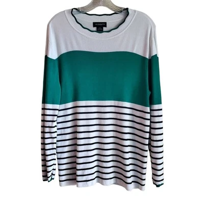 Suéter para mujer LIZ CLAIBORNE CAREER L XL blanco verde negro busto 38" Foto 1 de 4