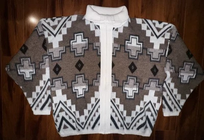 VTG Towncraft 5XLT Sweater Cardigan Jacket Aztec Geometric Zip Up Big Tall USA - Image 1 of 4