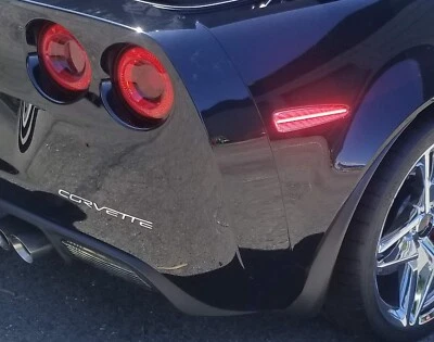 For Corvette C6 2005-2013 LED Side Marker Bumper Light Smoked Red Amber ANIMATED - Image 1 of 4