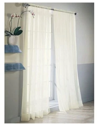 Style Selections High Twist Voile 84-in Polyester Rod Pocket Sheer Single Panel - Image 1 of 4