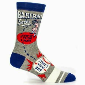 Baseball Men's Crew Socks Size 10-13 Blue-Q Play Ball Batter Up Sport Fashion 