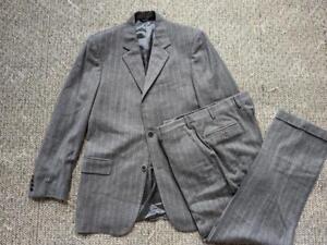 ITALY made BROOKS BROTHERS suit 2PC flannel 40R 34x32 striped WOOL gray