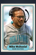 MIKE MCDANIEL MIAMI DOLPHINS HEAD COACH CUSTOM MADE RETRO STYLE ART CARD