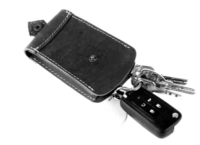 men women key box case Rings holder pocket real cow Leather pouch bag black H350 - Image 1 of 4