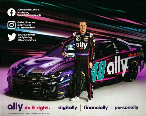 2023 ALEX BOWMAN "ALLY NIGHT BLACK CAR" #48 NASCAR CUP SERIES POSTCARD Cover
