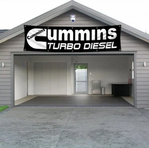 NEW Cummins Turbo Diesel Banner Flag 2x8 Ft Car Racing Show Garage Wall WorkShop - Picture 1 of 8