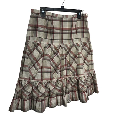 Falda midi POLO Jeans Company Ralph Lauren mezcla de seda con volantes talla 8 Foto 1 de 4