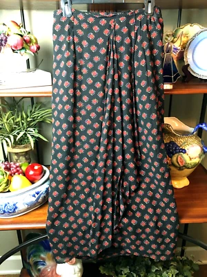 Falda de Colección Carole Little Tribal Print Talla 4 Larga Delgada Imitación Envolvente Negra Roja Dorada Foto 1 de 4