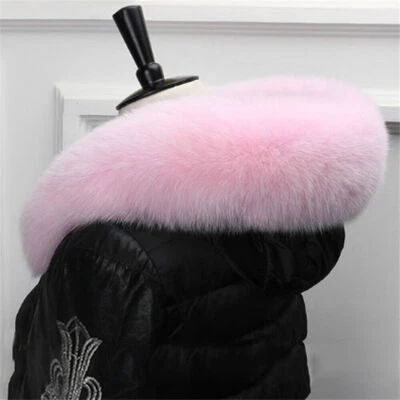 100% Real Fox Fur Collar Genuine Scarves Winter Jackets Hood Trim Warm Shawl - Image 1 of 4