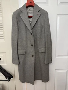 $4700 Isaia Napoli Men’s Wool-Cashmere Overcoat Grey Size US38 IT48 - Picture 1 of 5