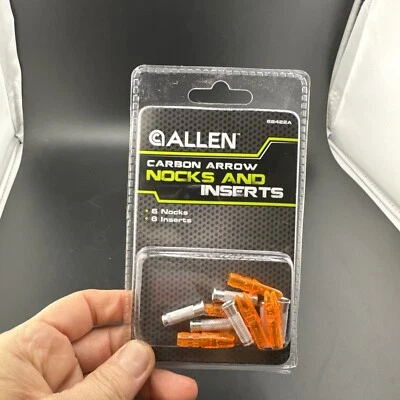 ALLEN Carbon Arrow Nocks & Inserts | 6 Orange Nocks & 6 Inserts | 68422A 📦 - Image 1 of 4
