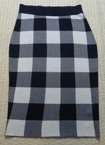 GANT Pull On Navy & White Gingham Knit Stretch Skirt - Stretch Cotton ~ M/L - Picture 1 of 6