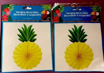 Lote de 2 Decoraciones Colgantes Frutas Tropicales Piña Nido de Abeja Fiesta de Verano Foto 1 de 4