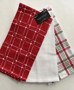 Set of 3 ROBERT STANLEY Red White Green Kiitchen Towels NEW - Picture 1 of 1