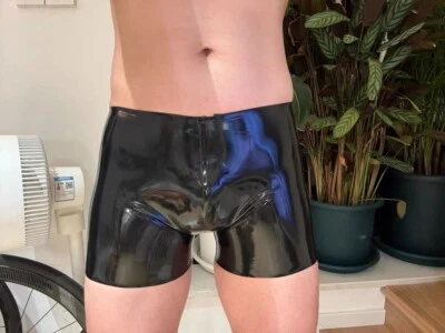 Mens Black Latex Shorts Rubber tight Underwear for Fetish BDSM clubwear 0.4mm US - Image 1 of 4
