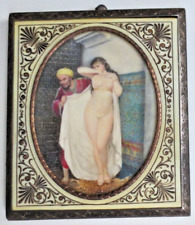 English A&K Nude w/ Peeker Cigarette Case  900 Silver & Porcelain Antique Siged