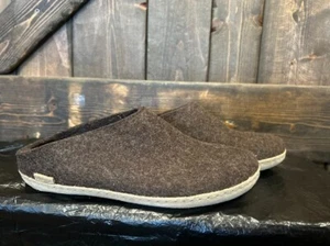 Glerups Slip On Brown Wool Slipper With Leather Bottom - EU Size 42 - Picture 1 of 5