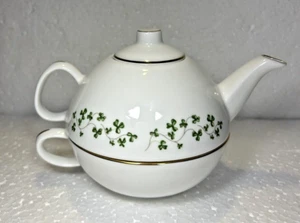 Royal TARA Fine Bone China Irland Kleeblatt einzeln 3tlg Teeservice - Teekanne mit Tasse  - Bild 1 von 5